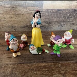 1980s Disney Vintage Snow White and the Seven Dwarfs Ceramic Figures
